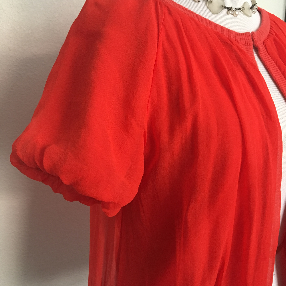 Jcrew hot orange, 100% silk, short sleeve Sweater